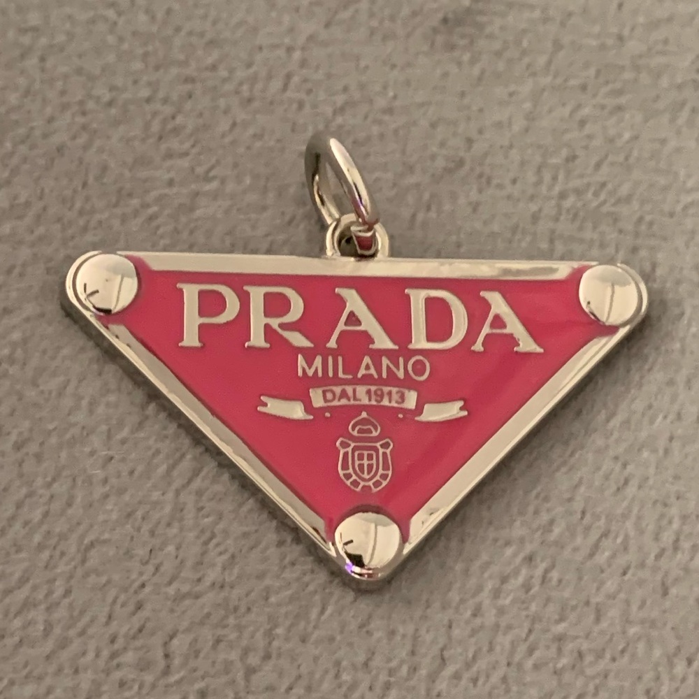 Upcycled Pink in Silver tone Triangle Charm Pendant